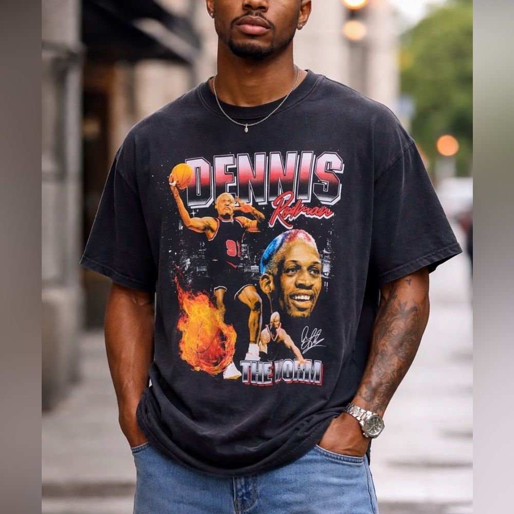 Dennis Rodman Chicago Bulls Short Sleeve T-Shirt Size Medium
